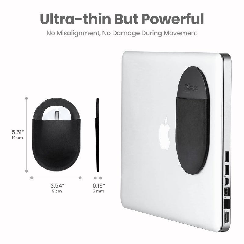 Epessa Universal Stick-On Mouse Pouch, Holder for Wireless Mouse, Sleeve for Laptop, Reusable Adhesive, No Glue Residue, Compatible with iPad or MacBook (Black) - Image 5